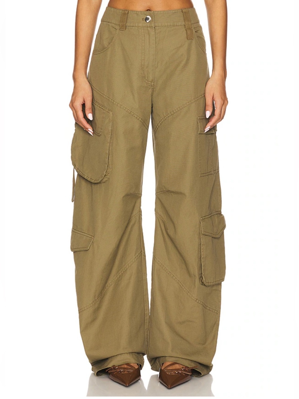 Camila Coelho Gigi Pant Olive Green Utility Cargos loose fit Revolve NWT L